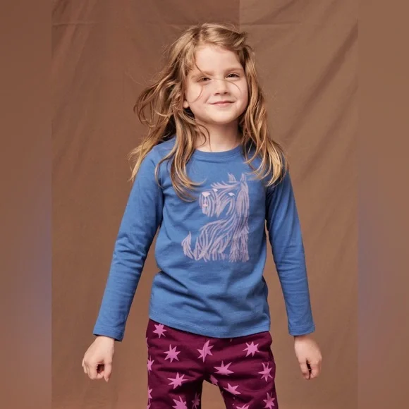 Tea Collection Kids Happy Hund Dog Long Sleeve Graphic Tee - Size 6 - Picture 2 of 10